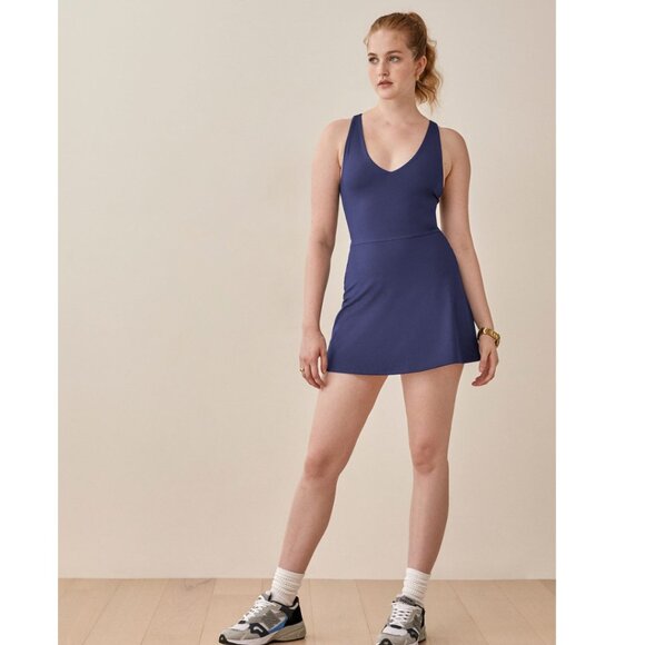 Reformation Women's Sleeveless Bella Ecomove Active Mini Dress Size 2X Navy - Picture 1 of 9